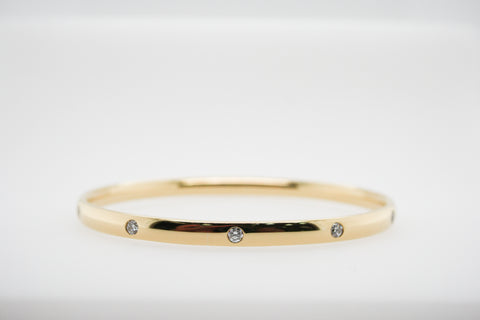 Diamond and Yellow Gold Ladies Bangle