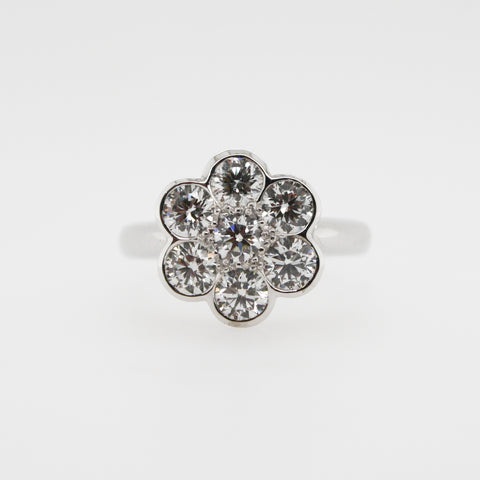 Flower Cluster Diamond Ring in White Gold