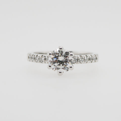 Diamond Solitaire with Diamonds down the band Engagement Ring