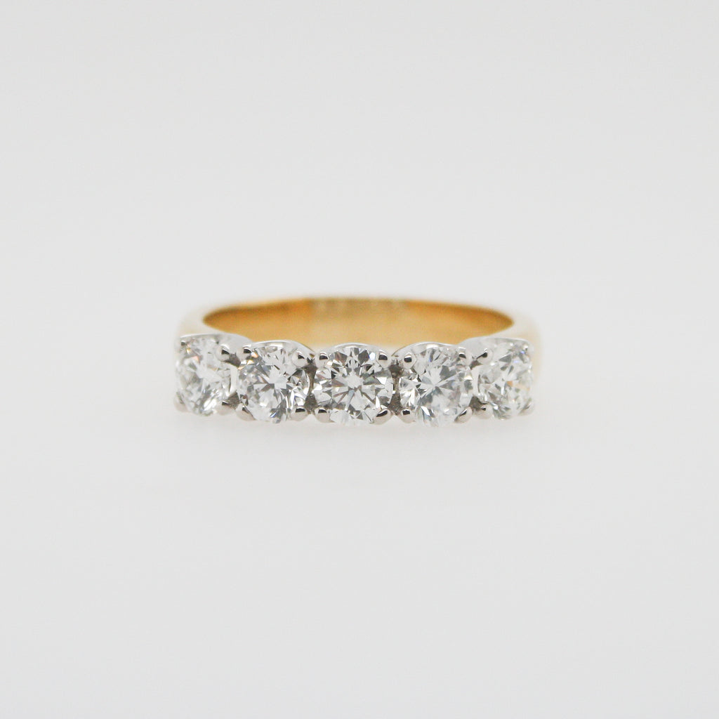 Diamond and Yellow Gold Five Stone Claw Set Ring – Robert White