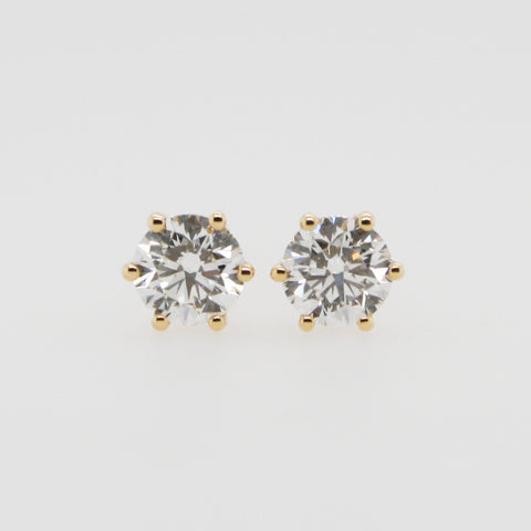 Diamond and Yellow Gold Claw Set Stud Earrings