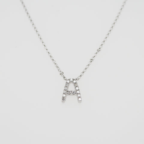 White Gold Diamond Set Initial Pendant