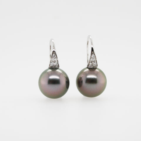Tahitian Pearl and Diamond Earrings