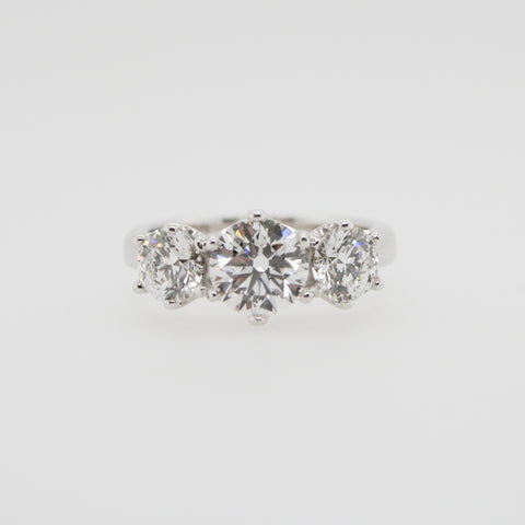 Triple Diamond Engagement Ring
