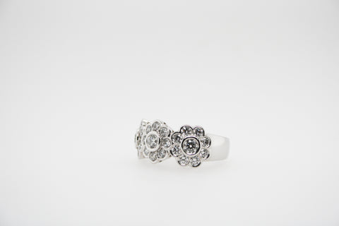 Diamond Triple Flower Cluster Dress Ring