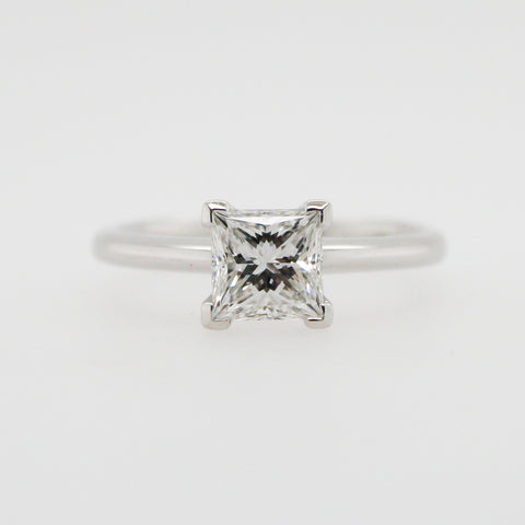 Princess Cut Diamond and White Gold Solitaire Ring