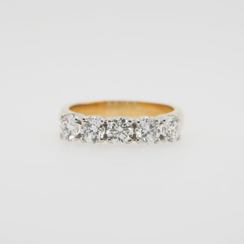 Diamond and Yellow Gold Five Stone Claw Set Ring