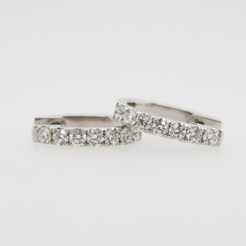 Diamond and White Gold Claw Set Huggie Earrings