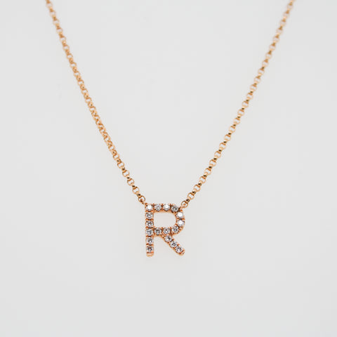 Diamond and Rose Gold initial pendant